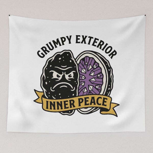 Item preview, Inner Peace Humor: Grumpy Exterior Geode Tattoo Flash designed and sold by Osmose-Studio.
