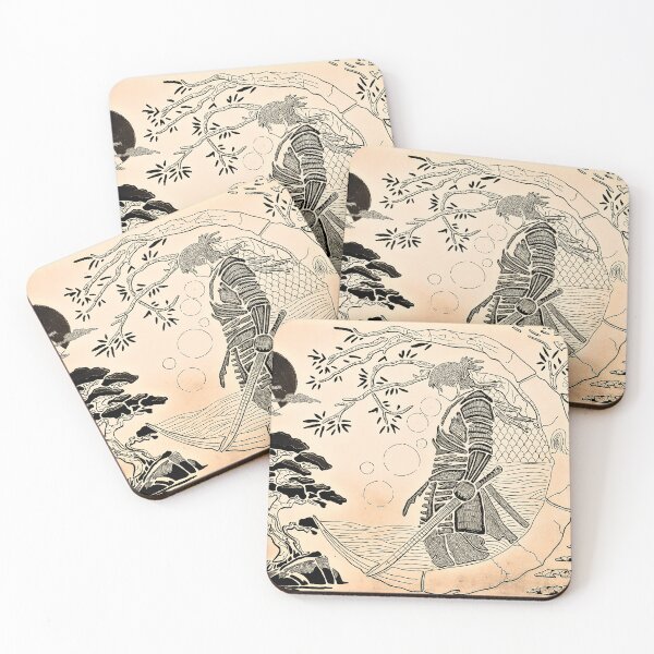 Item preview, Samurai's Journey — Vintage Parchment Edition | Antique Style Japanese Line Art designed and sold by Fusion-Line-Artworks.