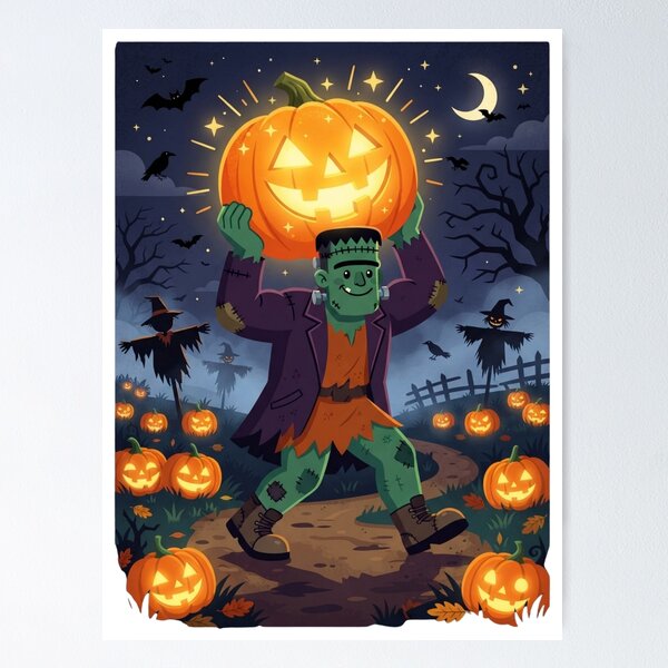 Item preview, Friendly Frankenstein Pumpkin designed and sold by StickVerse by Owais.