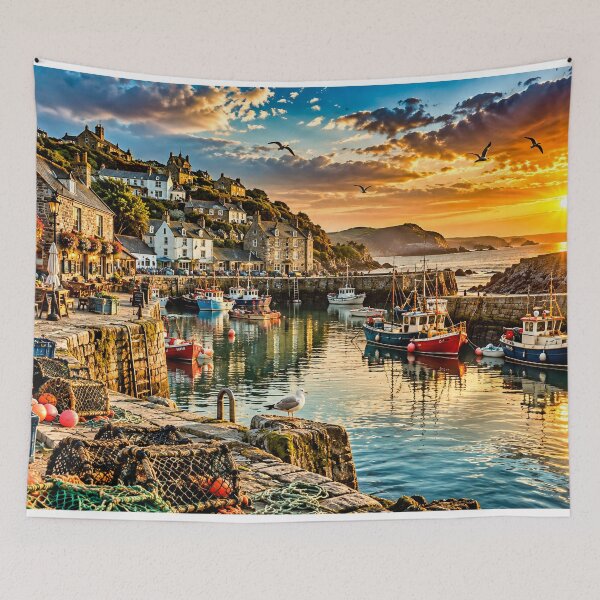Item preview, Golden Hour at the Fishing Harbour designed and sold by AJEvans.