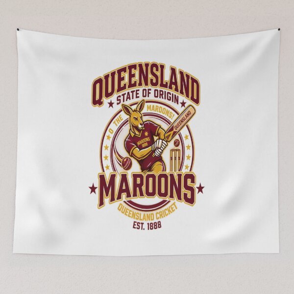 Item preview, Queensland Maroons Vintage Cricket Kangaroo – Queensland State of Origin Sports Design designed and sold by CatLovers Studio.