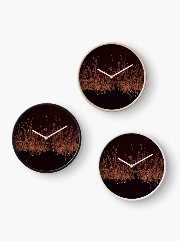 Thumbnail 3 of 4, Clock, Copper Reed Field – Botanical Design designed and sold by SulkaCreative.