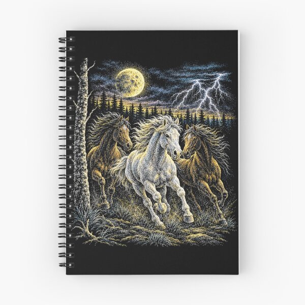 Item preview, Moonlit Wild Horses Lightning Storm designed and sold by SassCity.