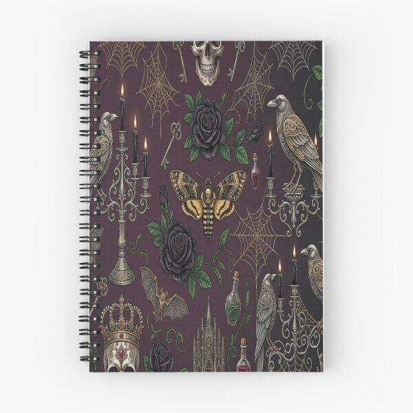 Item preview, Gothic raven skull moth candelabra moody bat pattern designed and sold by Bywithrose instant studio.