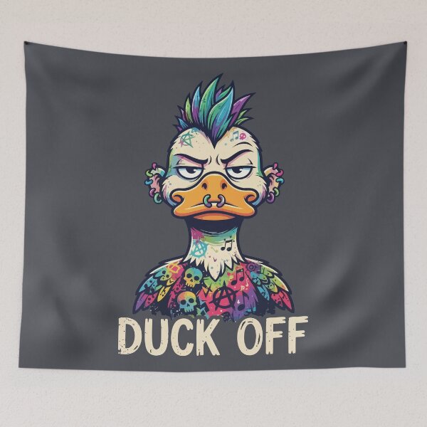 Item preview, Duck Off Punk Rock Mallard Tattooed Mohawk Duck designed and sold by Amir Faysal.