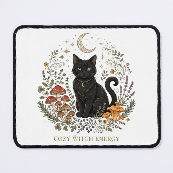 Item preview, Cozy Witch Energy - Celestial Black Cat Cottage core  designed and sold by HexAndHearth.