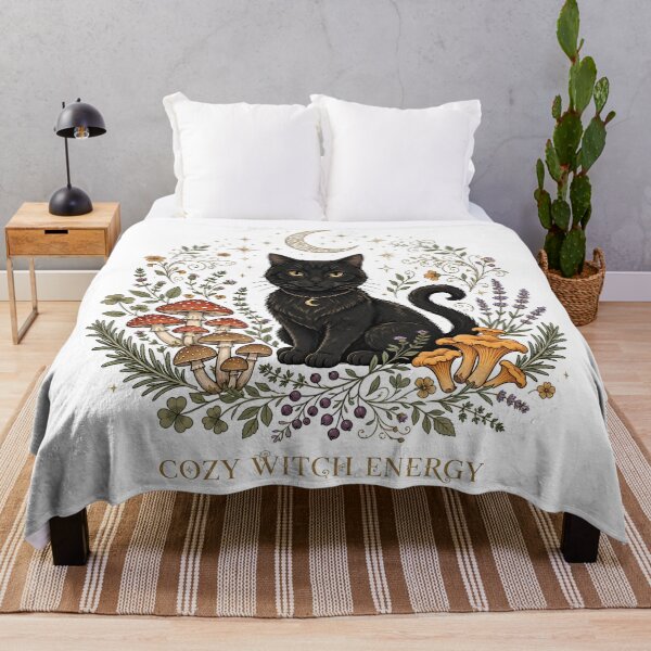 Item preview, Cozy Witch Energy - Celestial Black Cat Cottage core designed and sold by HexAndHearth.