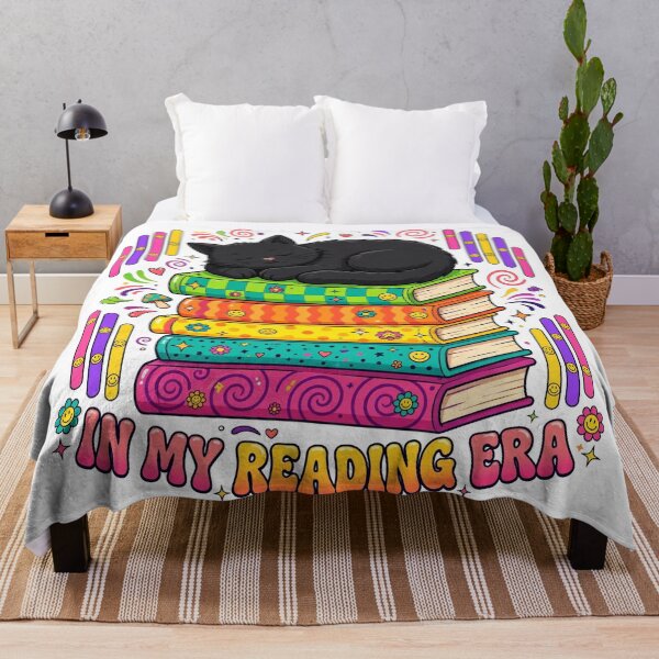 Item preview, In My Reading Era - Black Cat on Rainbow Book Stack designed and sold by HexAndHearth.