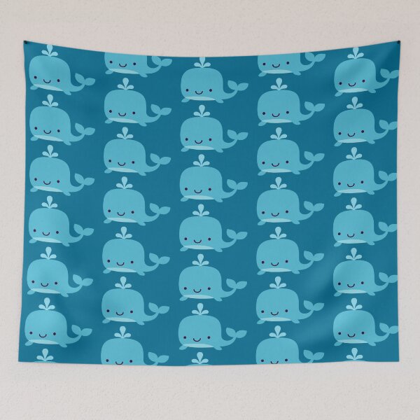 Item preview, Cute Blue Whale with Water Spout designed and sold by -KRAFTWERK.