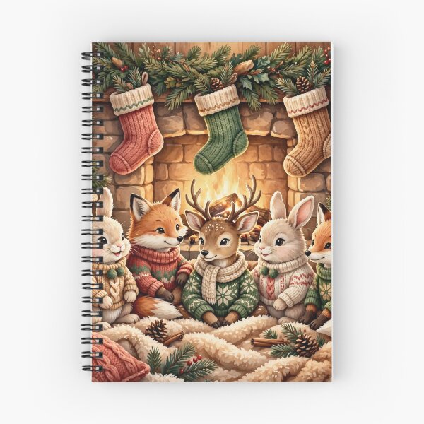 Item preview, Cozy Christmas Animals by the Fireplace Art designed and sold by  One City Two Children Studio.
