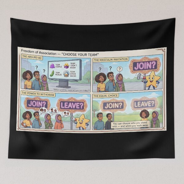 Item preview, Comic about freedom of association and team selection designed and sold by Mianku | Für das Leben.