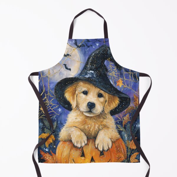 Item preview, Halloween Golden Retriever Puppy with Pumpkin – Witch Hat Dog Wall Art designed and sold by elisarasada.