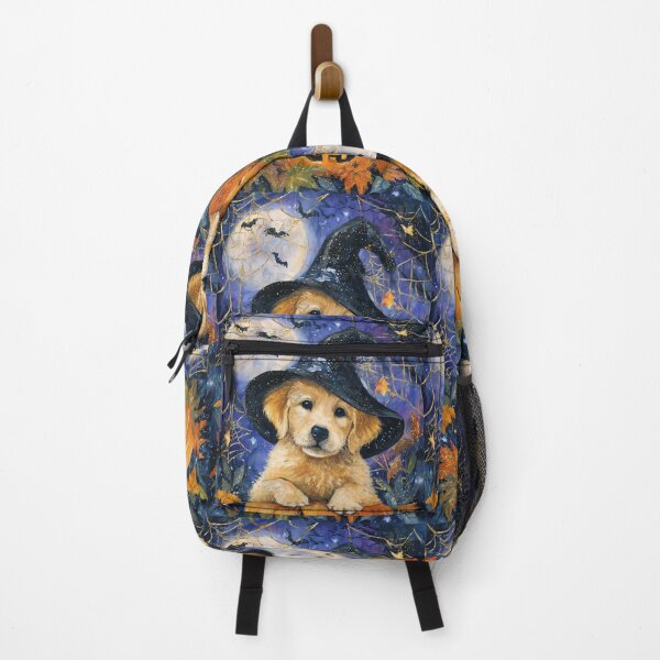 Item preview, Halloween Golden Retriever Puppy with Pumpkin – Witch Hat Dog Wall Art designed and sold by elisarasada.