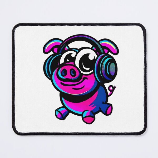 Item preview, Retro Cartoon Pig DJ designed and sold by Retro Whimsy.