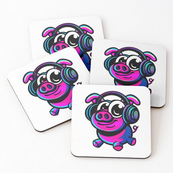 Item preview, Retro Cartoon Pig DJ designed and sold by Retro Whimsy.