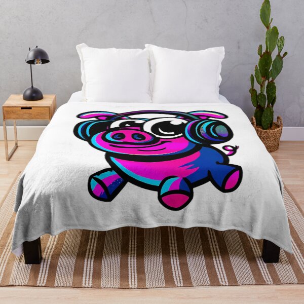 Item preview, Retro Cartoon Pig DJ designed and sold by Retro Whimsy.