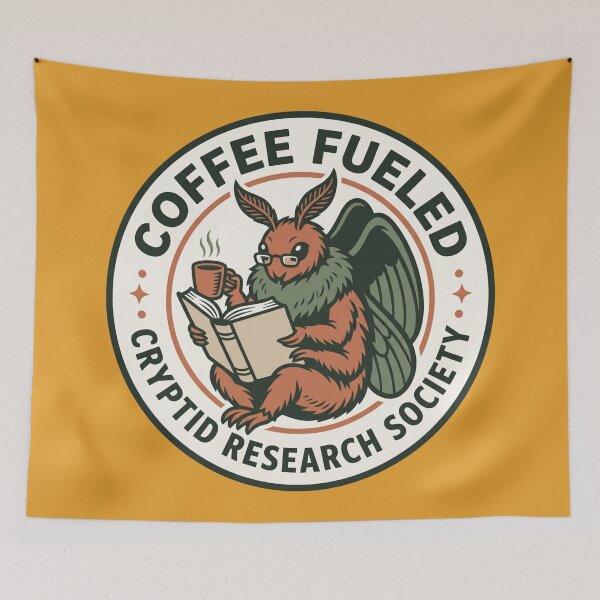 Item preview, Coffee Fueled Cryptid Research Society Reading Book designed and sold by MarCinu Art.