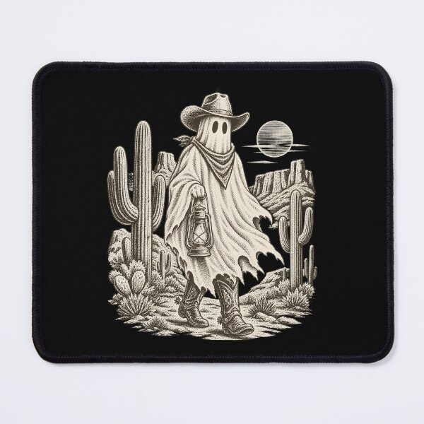 Item preview, Halloween Cowboy Ghost Vintage Etching Desert Lantern artwork designed and sold by yassin-stags.