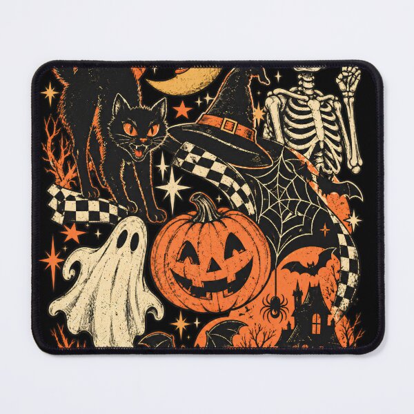Item preview, Vintage Halloween Collage – Black Cat Skeleton Ghost Pumpkin Witchy Design designed and sold by amazsticker.