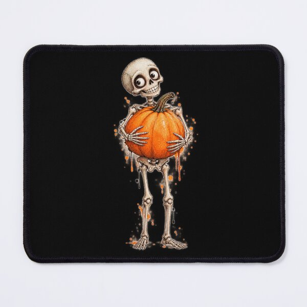 Item preview, Halloween Skeleton Hugging Pumpkin – Spooky Watercolor Gothic Halloween Design designed and sold by MimiSabu.