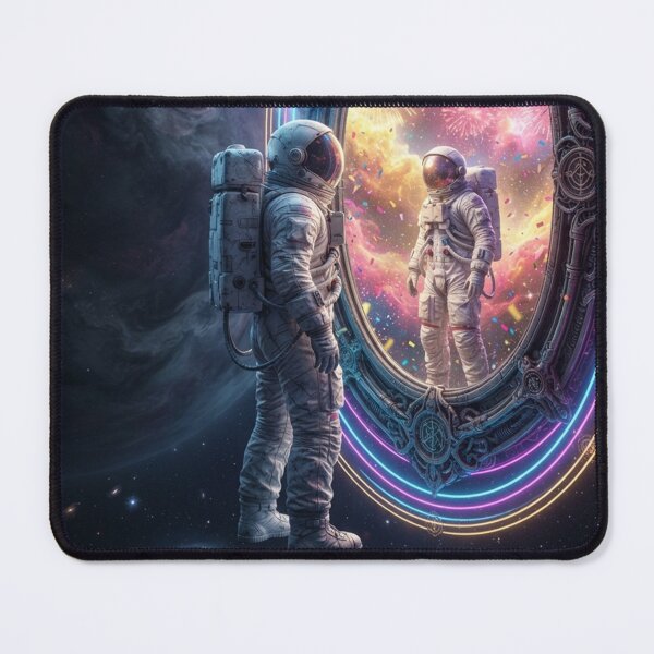 Item preview, Astronaut Mirror Reflection New Year Cosmic Surreal Art Poster designed and sold by Rain-Road.
