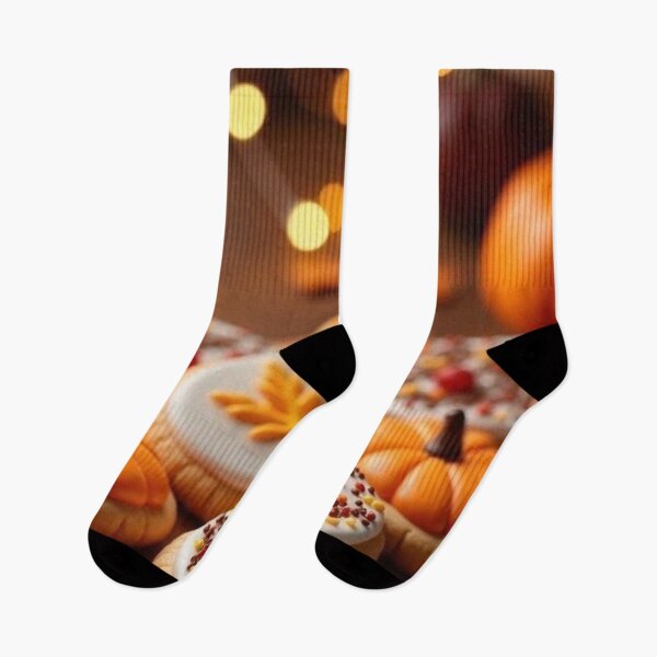 Item preview, Cozy Autumn Pumpkin Cookies with Lights — Warm Fall Thanksgiving Photography designed and sold by LYAN-STORE.