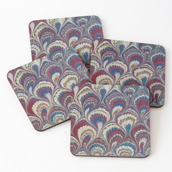 Item preview, Antique Marbled Endpaper Red Blue Green designed and sold by footnotes-club.