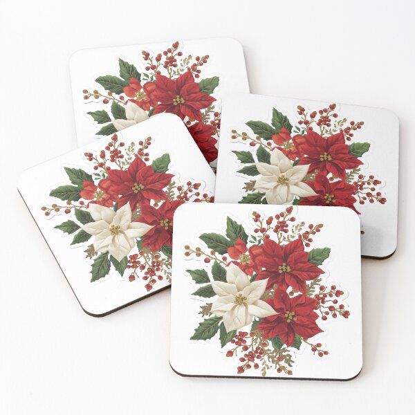 Item preview, Elegant Christmas Poinsettia Floral Bouquet designed and sold by MargaretPolanco.