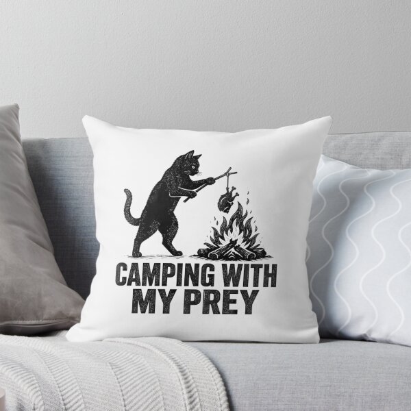 Item preview, Black Cat Roasting Prey Over Campfire designed and sold by Linework Studio.