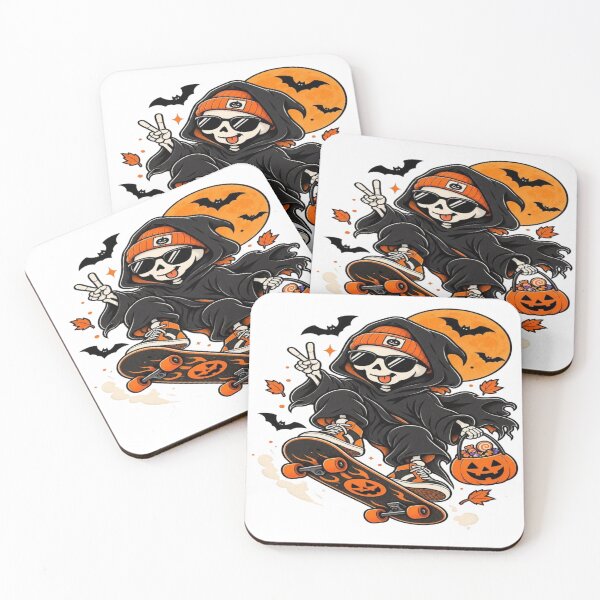 Item preview, Halloween Skeleton Skateboarder – Spooky Skater Cartoon Art designed and sold by RAYBIL.