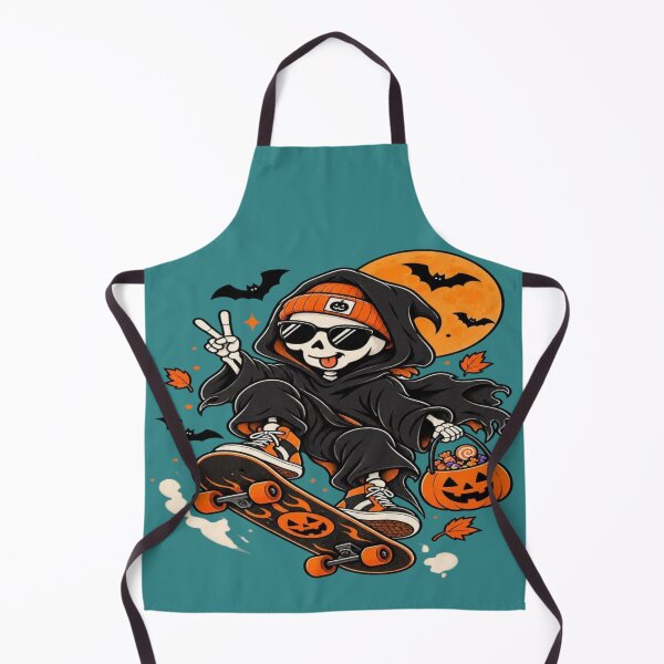 Aperçu de l'œuvre Halloween Skeleton Skateboarder – Spooky Skater Cartoon Art créée et vendue par RAYBIL.