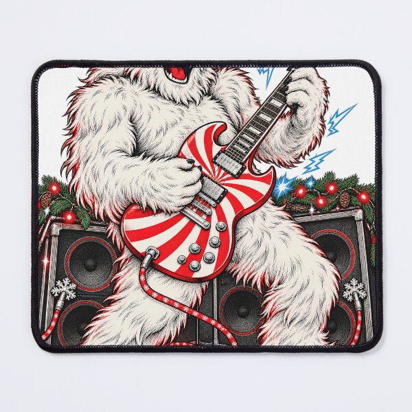Item preview, Yeti Abominable Snowman Electric Guitar Christmas Rock Art designed and sold by chem3a-wst.