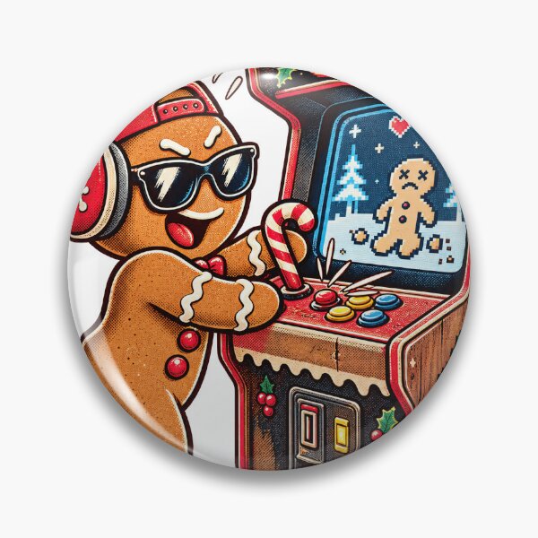 Artikelvorschau, Lebkuchenmann-Weihnachts-Retro-Arcade-Automaten-Spielergrafik entworfen und verkauft von chem3a-wst.