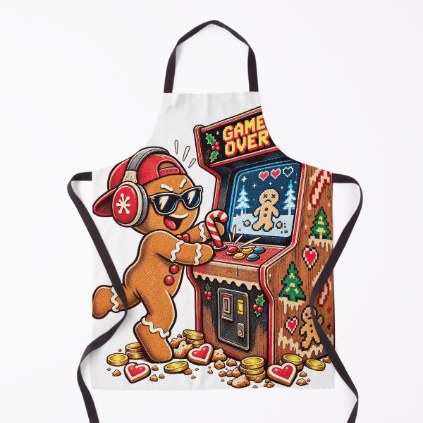 Aperçu de l'œuvre Illustration de joueur pour borne d'arcade rétro de Noël représentant un bonhomme en pain d'épice créée et vendue par chem3a-wst.