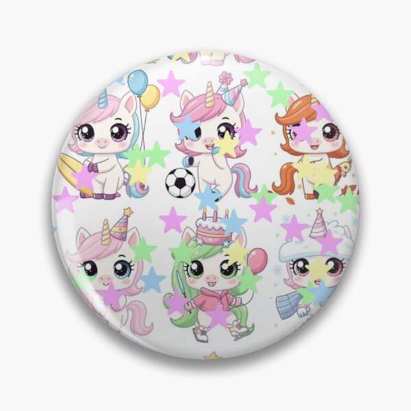 Aperçu de l'œuvre Motif de licornes chibi mignonnes avec des étoiles et des petits poneys colorés créée et vendue par bakosshops.