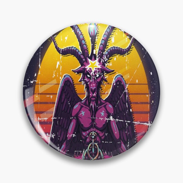 Aperçu de l'œuvre Retrowave Baphomet Synthwa des années 80 créée et vendue par Franz-Leon .