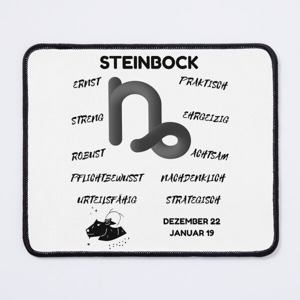 Item preview, Steinbock Zodiac Sign Astrology Symbol Horoscope - Classic Black & White (German Version) designed and sold by ZODIARA.