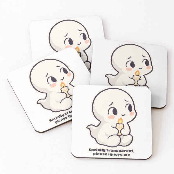 Item preview, Introvert Ghost Sticker - Socially Transparent Cute Ghost designed and sold by OuqCreations.