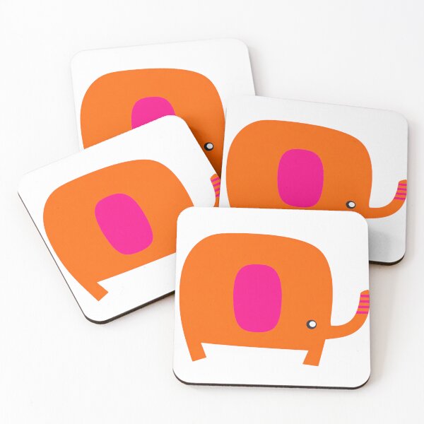 Item preview, Cute Orange Elephant with Pink Ear and Trunk designed and sold by -KRAFTWERK.