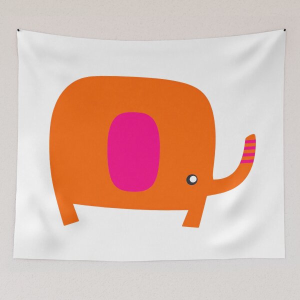 Item preview, Cute Orange Elephant with Pink Ear and Trunk designed and sold by -KRAFTWERK.