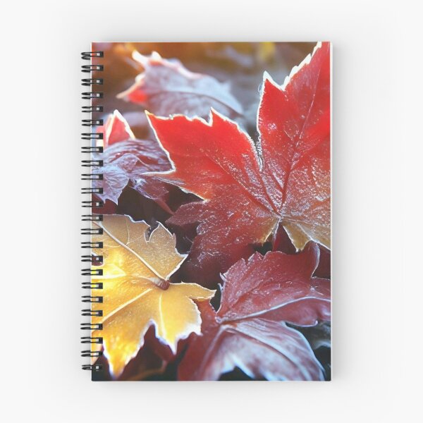 Item preview, Frosted Red and Gold Maple Leaves — First Frost Autumn Nature Photography designed and sold by LYAN-STORE.