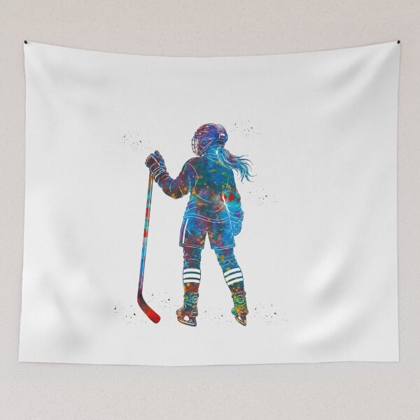 Item preview, Female Ice Hockey Player Watercolor Art designed and sold by Liededrom..