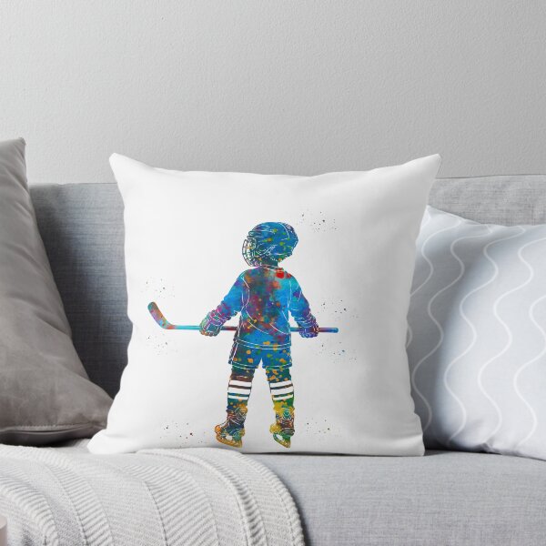 Item preview, Little Boy Ice Hockey Player Watercolor Art designed and sold by Liededrom..
