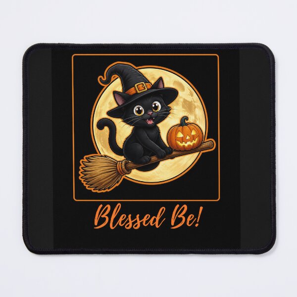 Artikelvorschau, Halloween Hexe Katze auf Besen Gesegnet sei entworfen und verkauft von Witch Joseph.