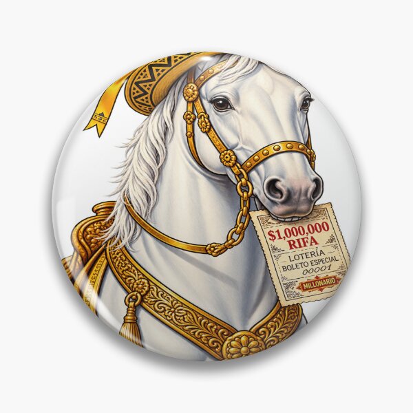 Item preview, EL CABALLO RIFA $1,000,000 - Majestic White Horse Loteria Card 28 | Edición Millonaria - Estilo Charro Real designed and sold by HydStyle99.