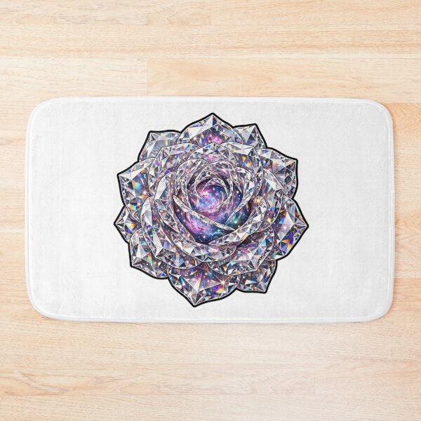 Item preview, Crystal Galaxy Rose Sticker - Giant Faceted Diamond Rose With Purple Nebula designed and sold by FineLineBotanical .