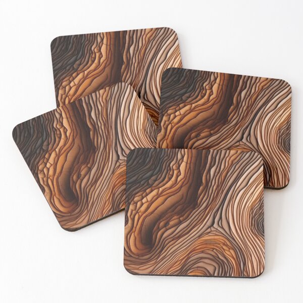 Item preview, Abstract Wood Grain Topography — Modern Organic Carved Wood Waves designed and sold by LYAN-STORE.