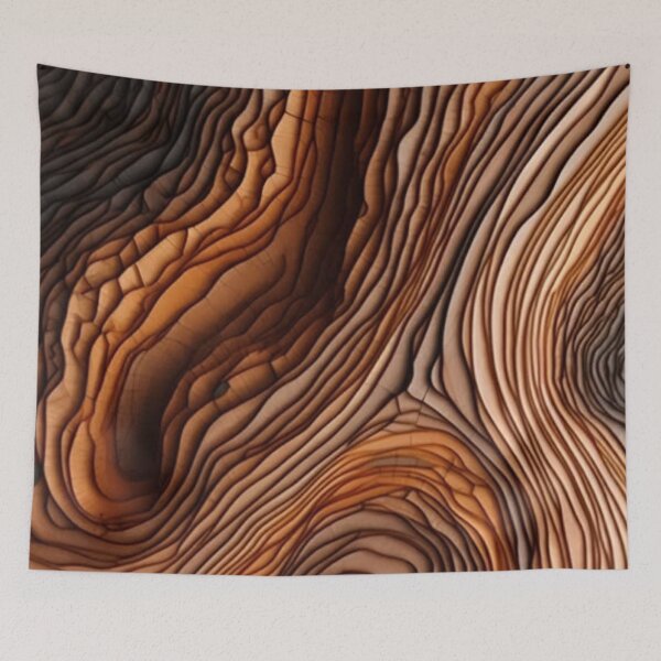Item preview, Abstract Wood Grain Topography — Modern Organic Carved Wood Waves designed and sold by LYAN-STORE.