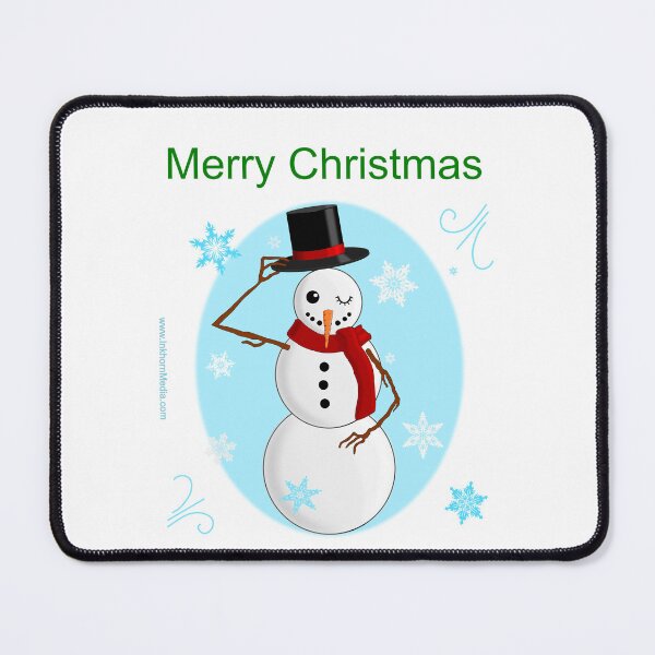 Item preview, snowman winking, tipping hat and wishing Merry Christmas designed and sold by Inkhornmedia.