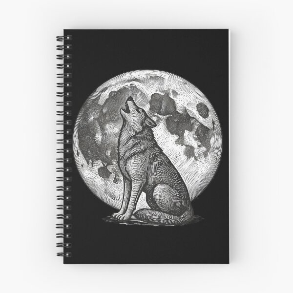 Item preview, Howling Wolf Under Full Moon Woodcut Illustration-Vintage Ink Wolf Art designed and sold by OLYUS.